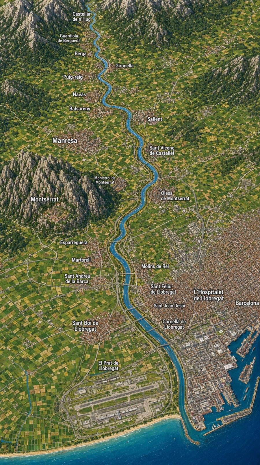 Mapa del riu Llobregat